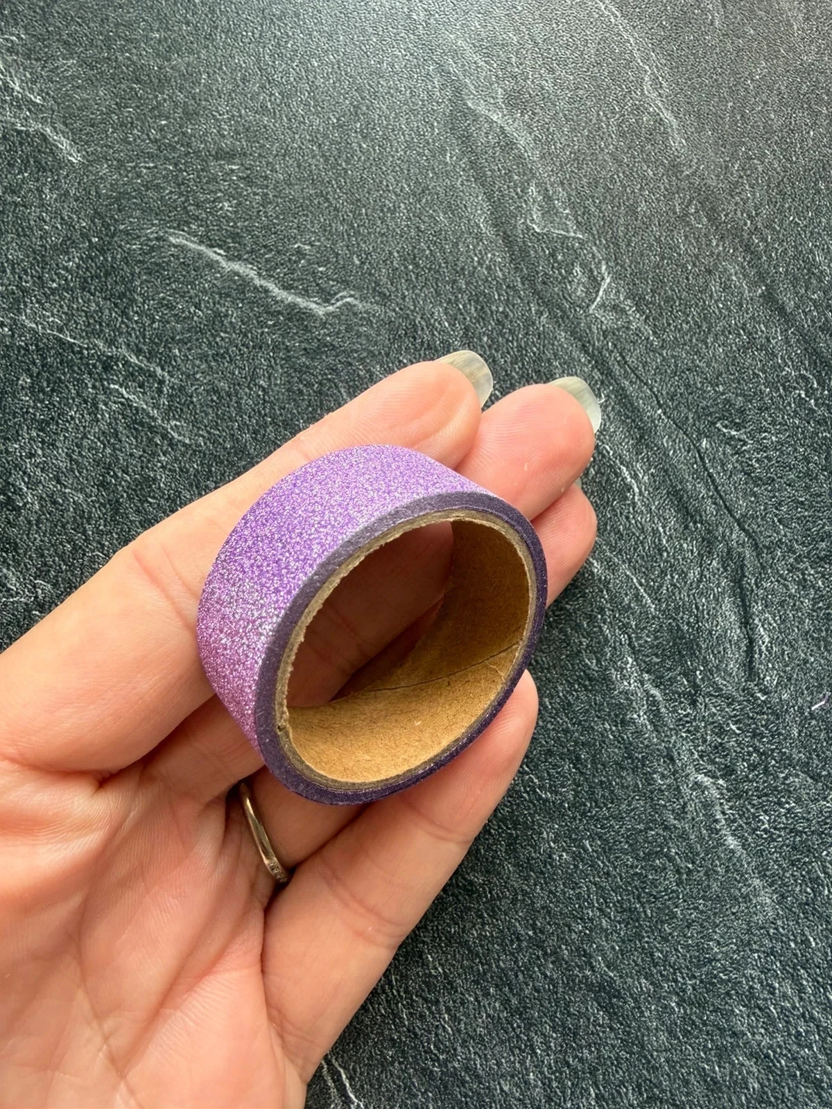 Ruban washi tape scrapbooking lilas paillette – photo 3